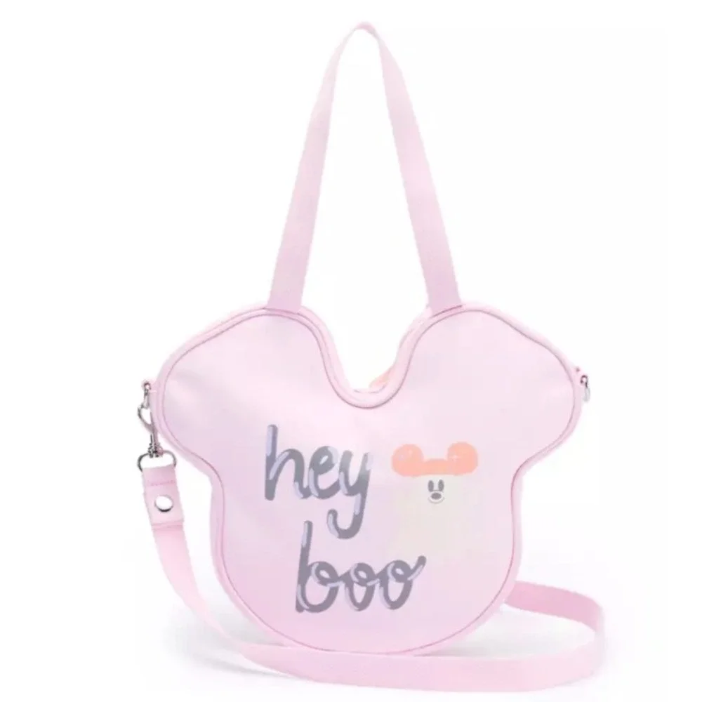 Disney Pumpkin Minnie Mouse Hey Boo Halloween Face Crossbody Pastel Tote Bag New